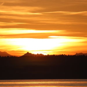 Sunrise over the foothills near Seattle.