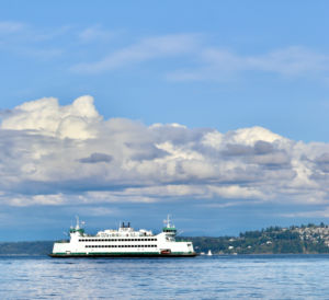 Washington state ferry on a beautiful day